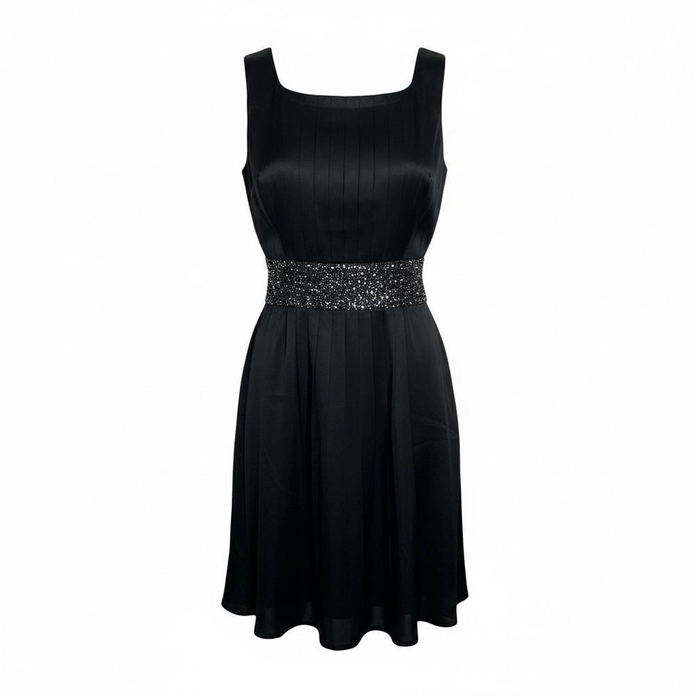 BCBGMAXAZRIA Silk Embellished Back Tie Sleeveless Mini Dress Black Size 0
